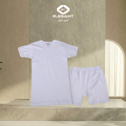 طقم نص كم شبابي مع هاف - القطن الأنيق