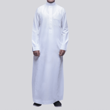 ثوب سعودي القطن الانيق - اليجنت سادة سحاب ابيض