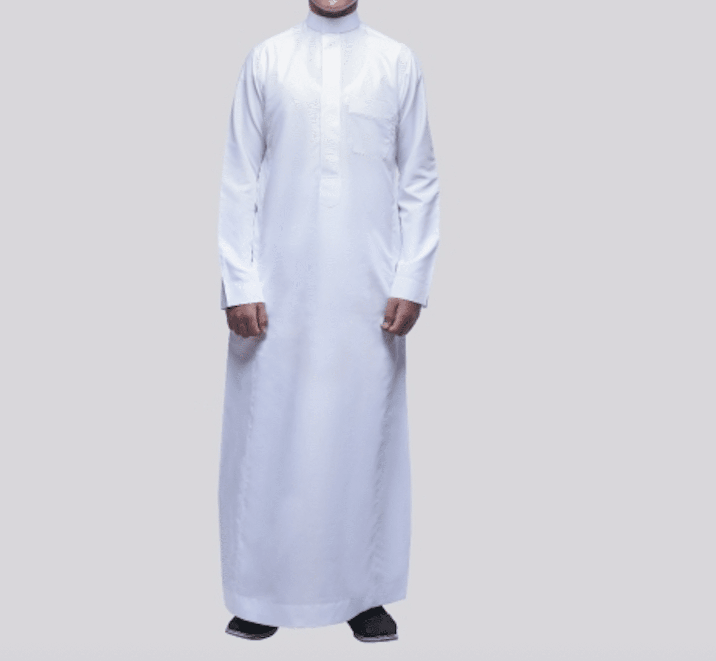 اليجنت ثوب سعودي سادة مع سحاب شبابي - أبيض ثوب سعودي القطن الانيق - اليجنت سادة سحاب ابيض