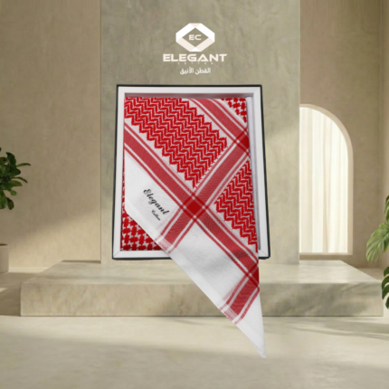 شماغ رجالي احمر انجليزي - القطن الأنيق