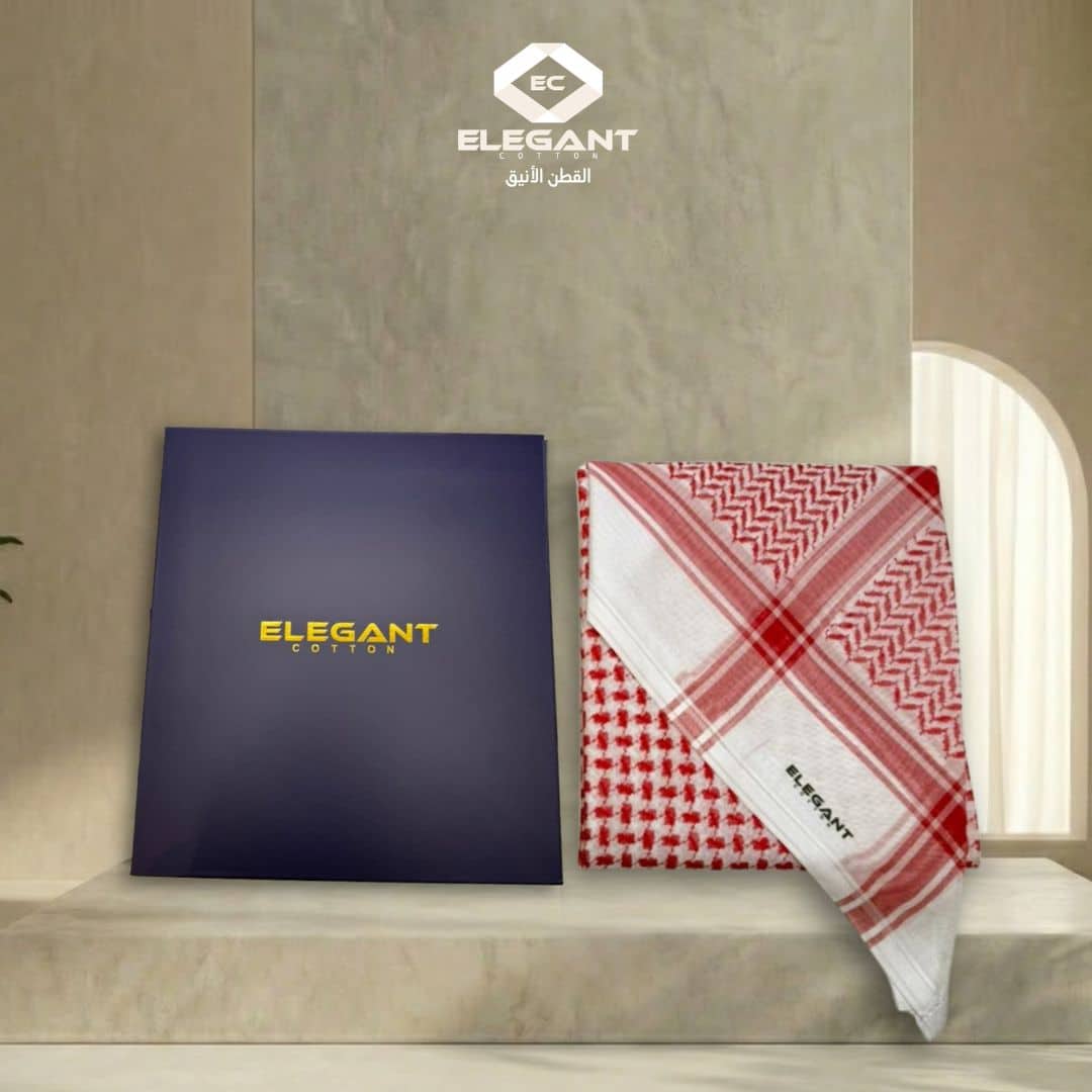 شماغ اليجانت احمر - القطن الأنيق شماغ اليجانت احمر - القطن الأنيق